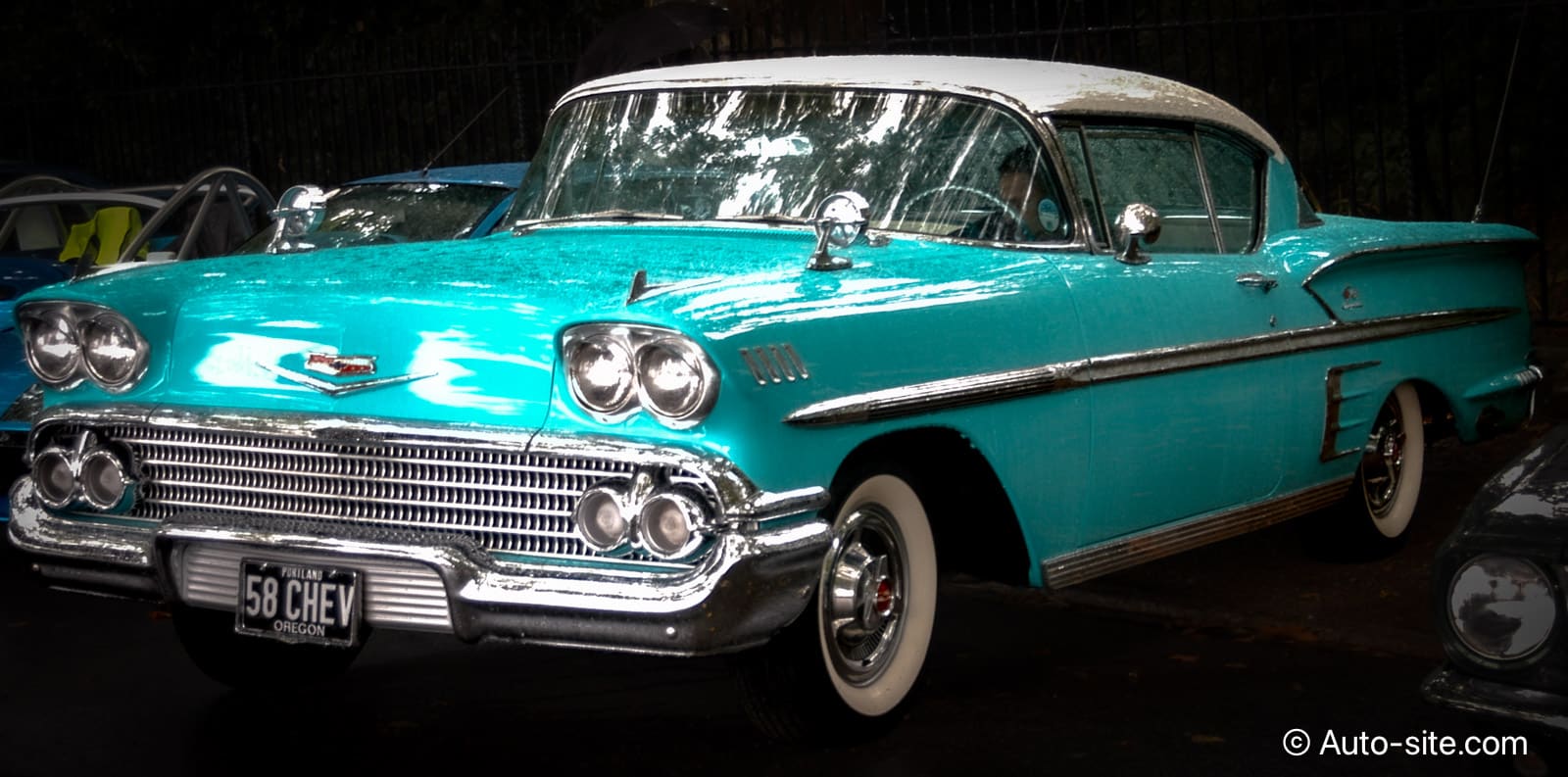 chevrolet bel air impala sport coupe 1958 light blue front left side